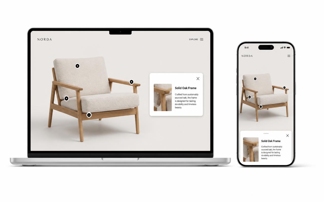 The finished interactive image running on a laptop and a phone