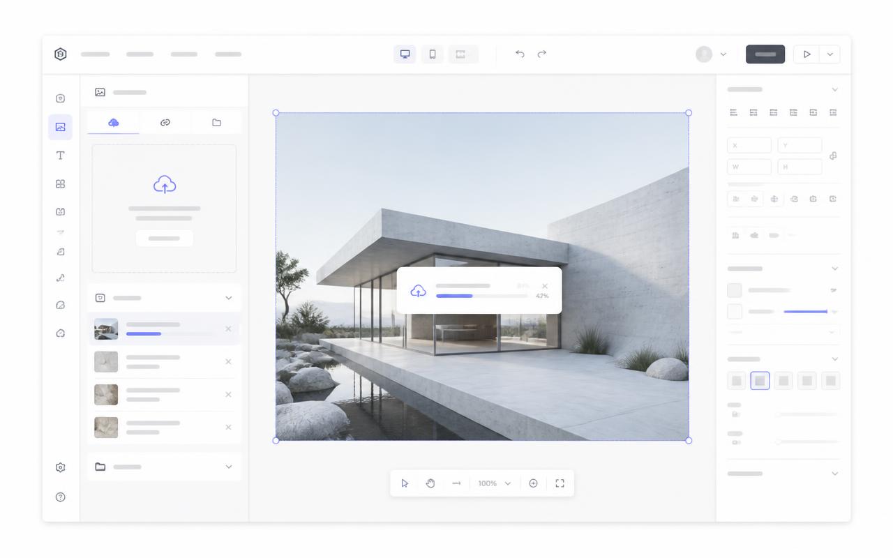 Uploading an image into the Interactive Image editor canvas